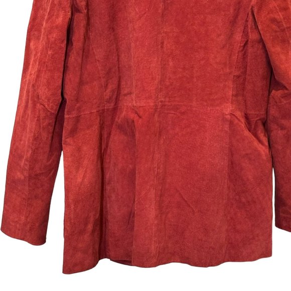 Vintage Komitor Jacket Womens 16 Red Suede Leather 1 Button Blazer Lined - Picture 9 of 12